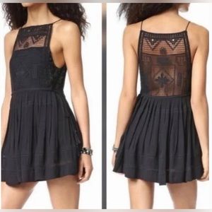 Free People Emily Festival Mini Dress Black Size M